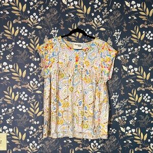 Savanna Jane Multicolor Paisley Floral Sleeveless Blouse Size L